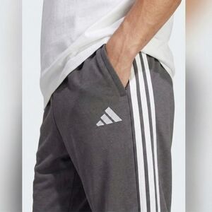 Adidas Sportswear 3-Stripe Fleece Joggers Charcoal Grey White Logo NWT